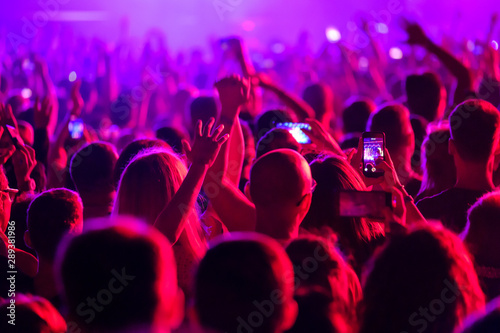 Photography Crowd of fans cheering at open-air music festival