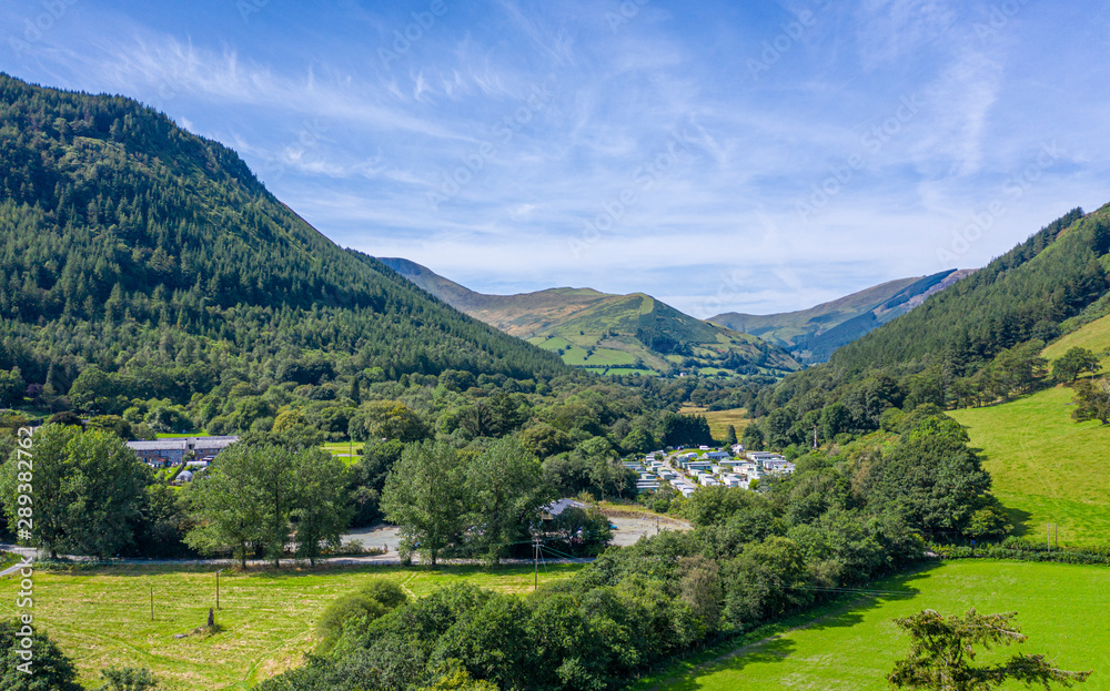Drone View over Scenic Valley in Wales
