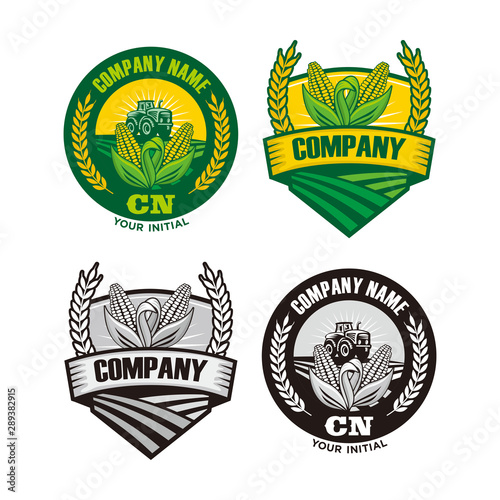 Farms Logo, Tractor Logo, Wheat and corn logo