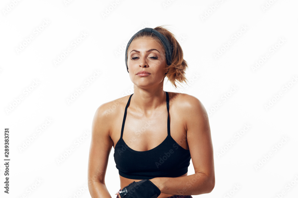 young woman doing fitness exercise