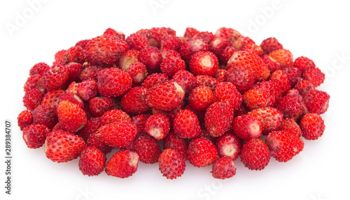 Wild strawberries on white background