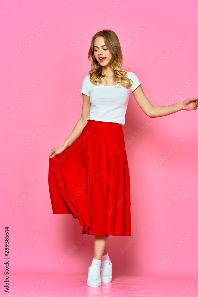Beautiful Woman Red Dress Studio