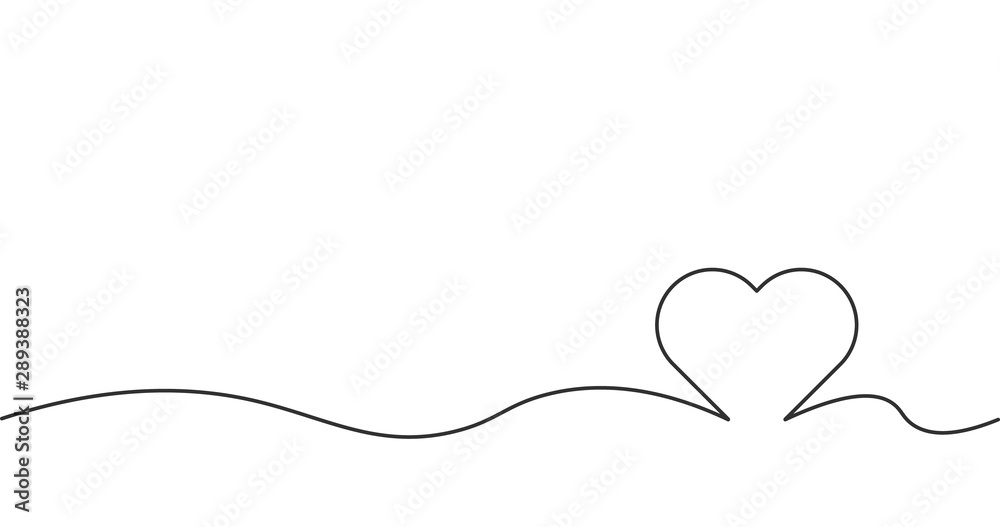 HD line heart, love, valentine romantic banner concept. Stock Vector illustration isolated on white background
