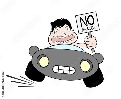 car and no brakes message