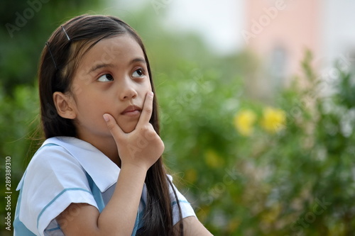 Girl Student Thinking Wearing School Uniform