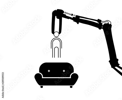 Tech arm releasing a man on sofa