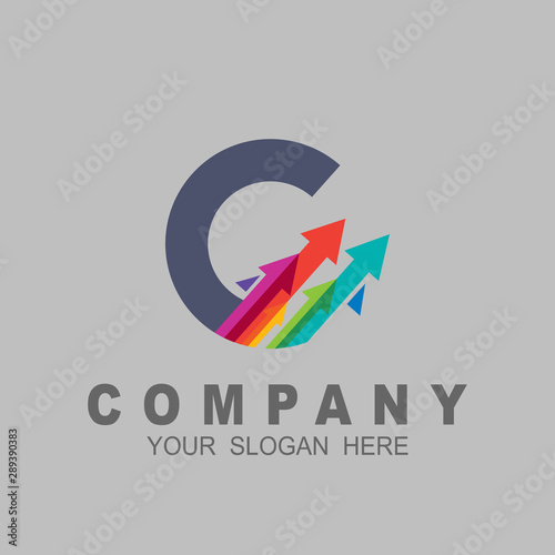 Letter g logo design and arrow , Letter g logo combination with arrow, circle icon