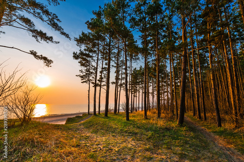 Sunset over the Ob river. Novosibirsk, Russia