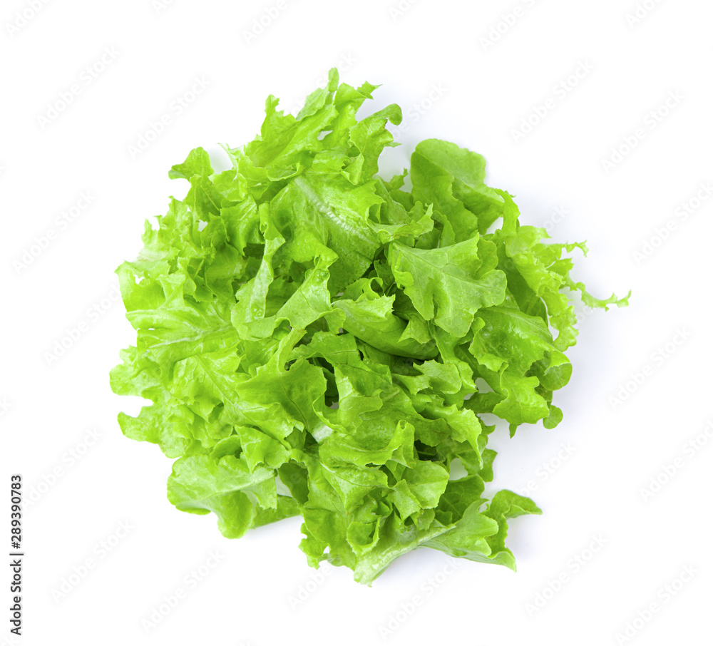 lettuce leaf isolated on white background. top view lettuce leaf isolated on white background. top view