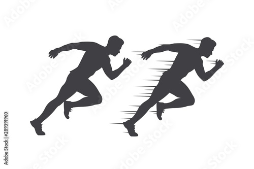 Run club logo, abstract running man silhouette, label for sports club, sport tournament, competition, marathon and healthy lifestyle vector illustration
