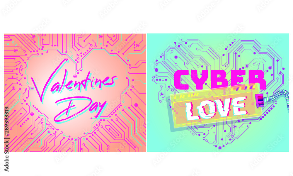 Fototapeta premium Valentine's day cyber technology, Abstract heart technology. It's a symbol of love. cyberpunk Valentine's day, electronic heart-shaped Valentine cyber technology