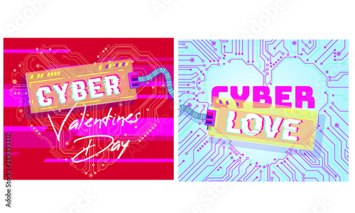 Wallpaper Mural Valentine's day cyber technology, Abstract heart technology. It's a symbol of love. cyberpunk Valentine's day, electronic heart-shaped Valentine cyber technology Torontodigital.ca