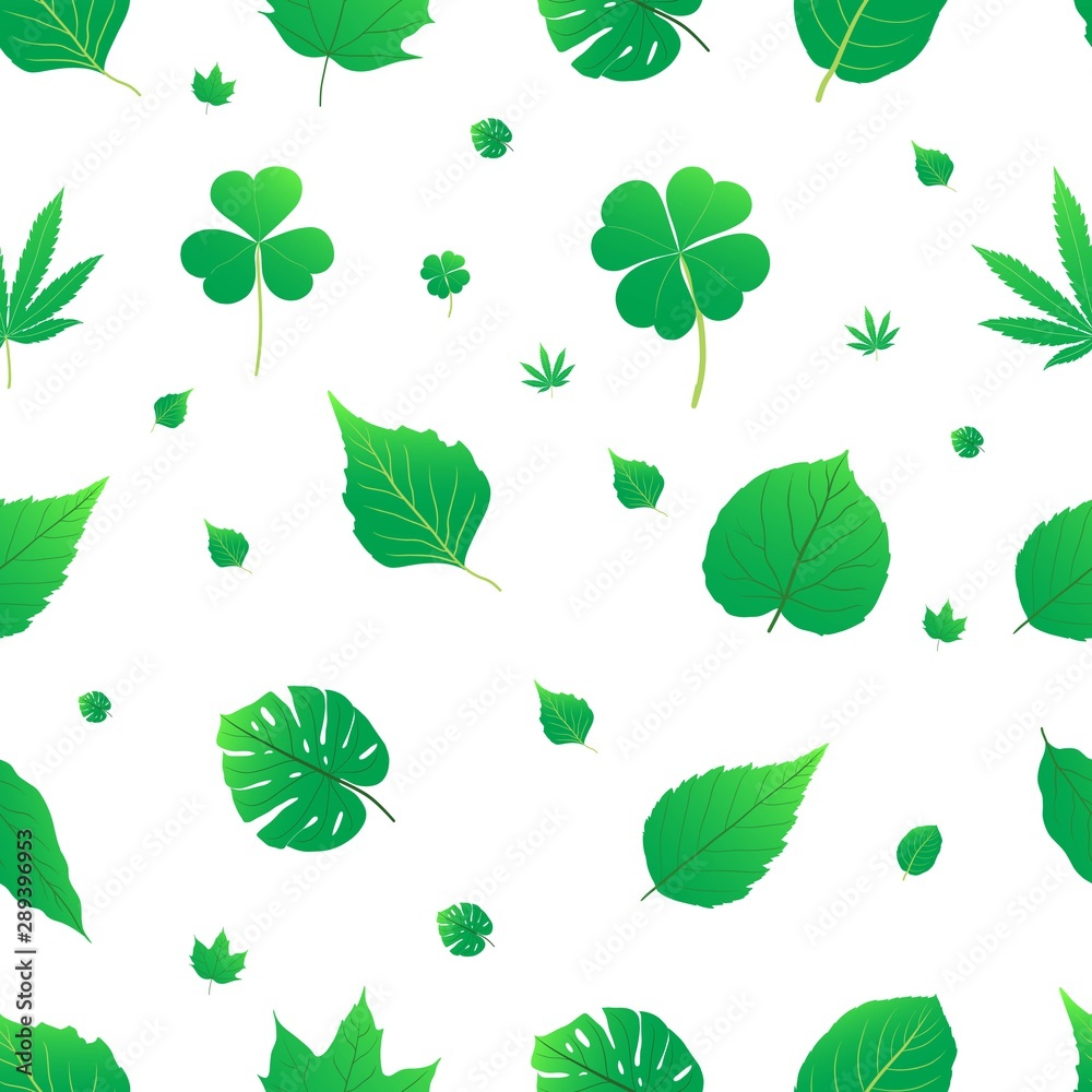 green leaf seamless pattern vector, leaf pattern baground