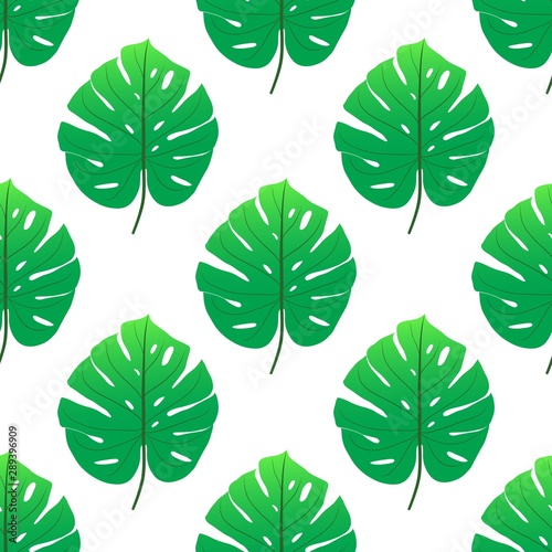 tropical green leaf seamless pattern vector