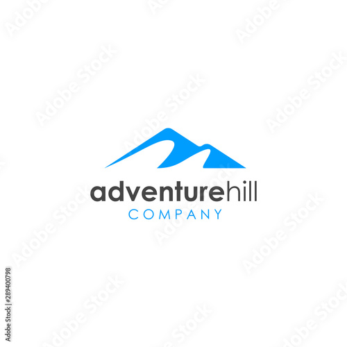 Simple mountain hill vector logo design illustration