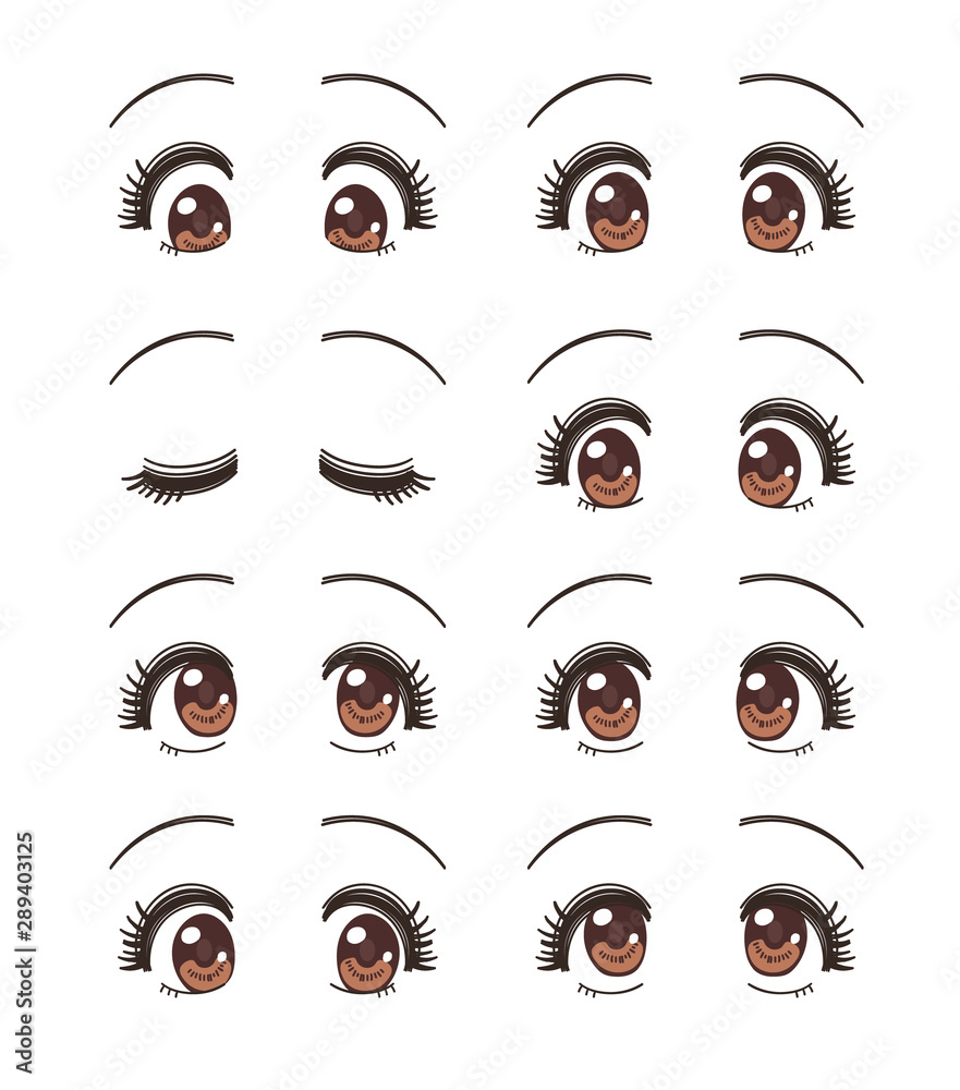 少女漫画 目 セット Stock ベクター Adobe Stock