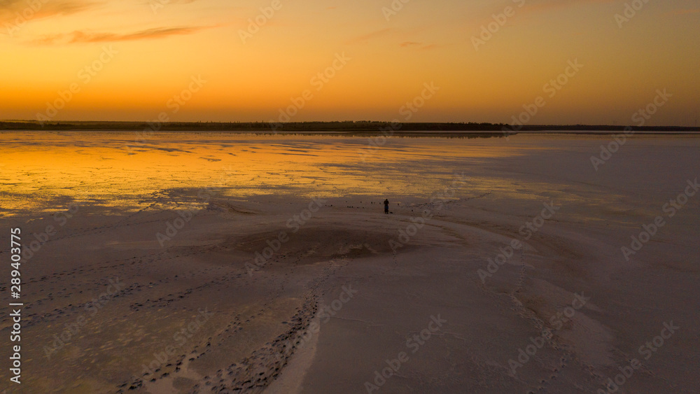 Evening, on the salt lake of Solonets-Tuzla