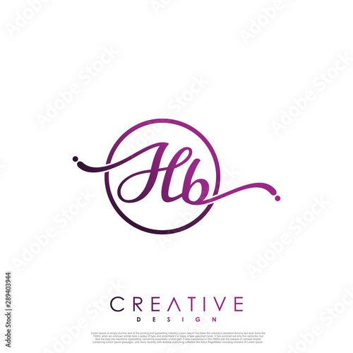 HB letter initial handwriting logo template.