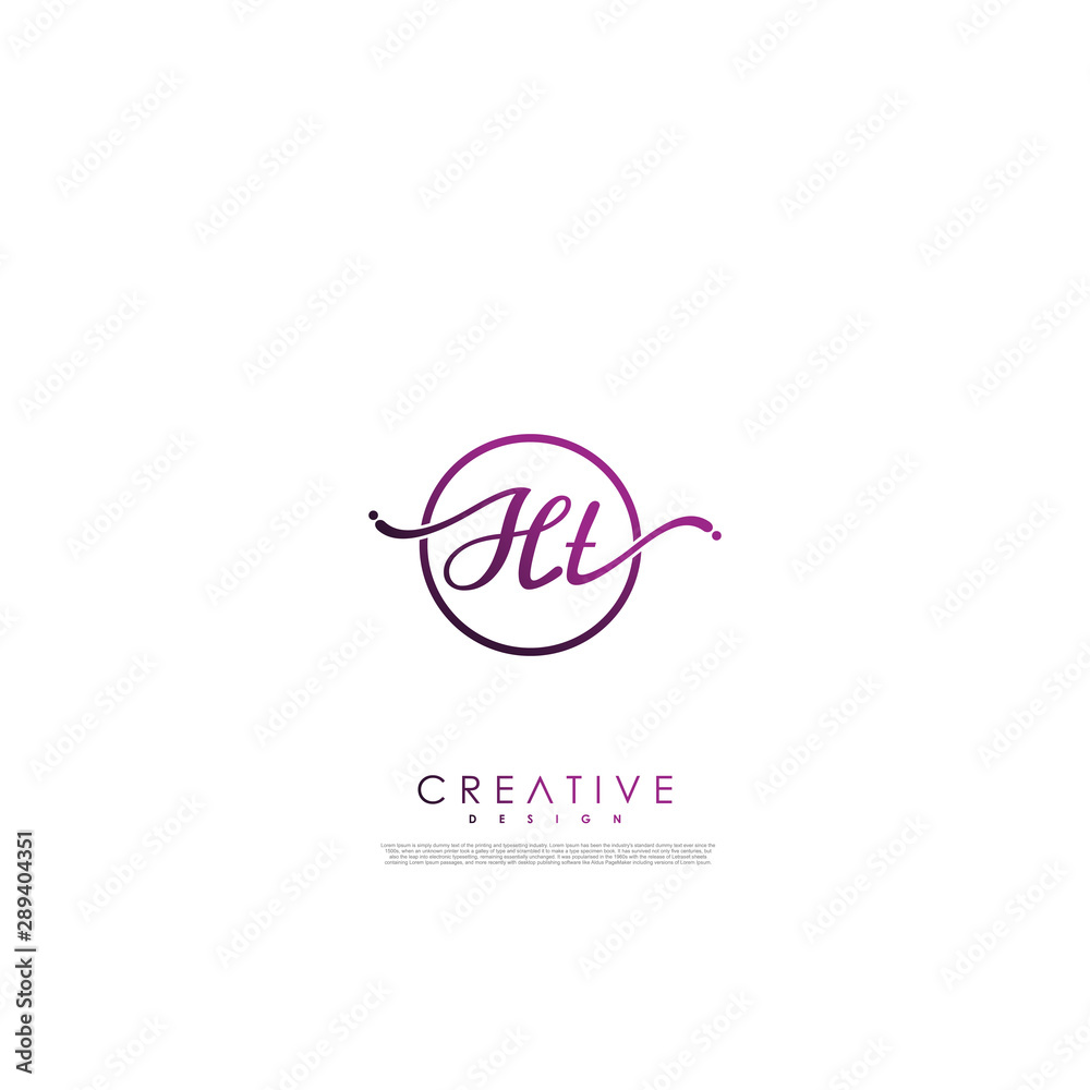 HT letter initial handwriting logo template.
