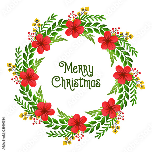 Crowd of red wreath frame for decoration pattern of card merry christmas. Vector