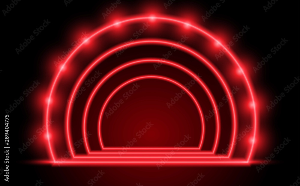 Naklejka premium red neon with spotlight in the studio room