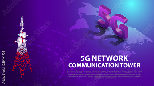 Base Mobile 5G network technology communication antenna tower background