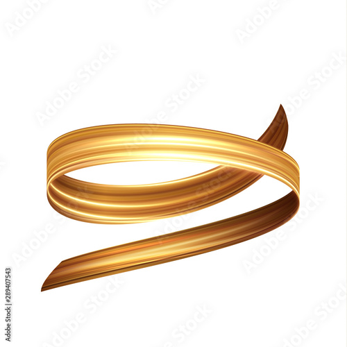 Golden spiral shiny ribbon vector abstract background. EPS10