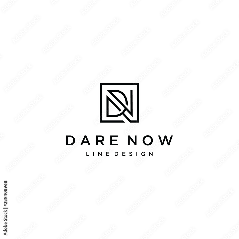 square logo line with initial letter dn design concept square logo line with initial letter dn design concept