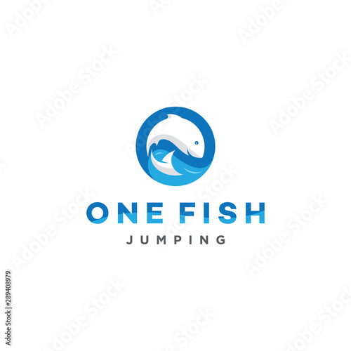 initial letter o with one fish logo design illustration