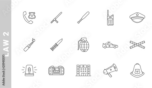 law 2 icon set. Outline Style. each made in 64x64 pixel