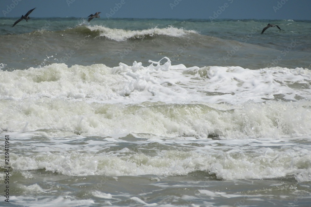 Ocean waves on the beach in Atlantic coast of North Florida