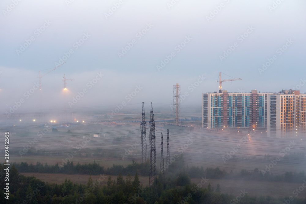 Fototapeta premium fog over a construction site
