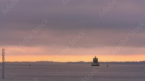 Time Lapse of the Unique New London Ledge Lighthouse as Low Clouds Rush By, Groton CT photo