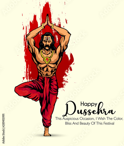 Dussehra festival Shopping sale banner or poster design Lord Rama killing Ravan in Navratri festival of India Happy Dussehra celebration
