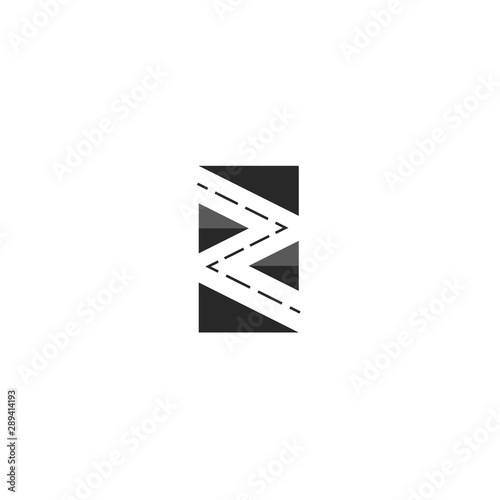 Logo road, zigzag serpentine abstract squared shape icon