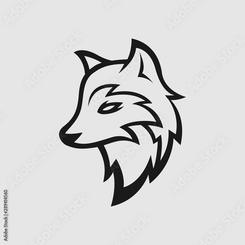 Fox head logo gaming esport in black and white