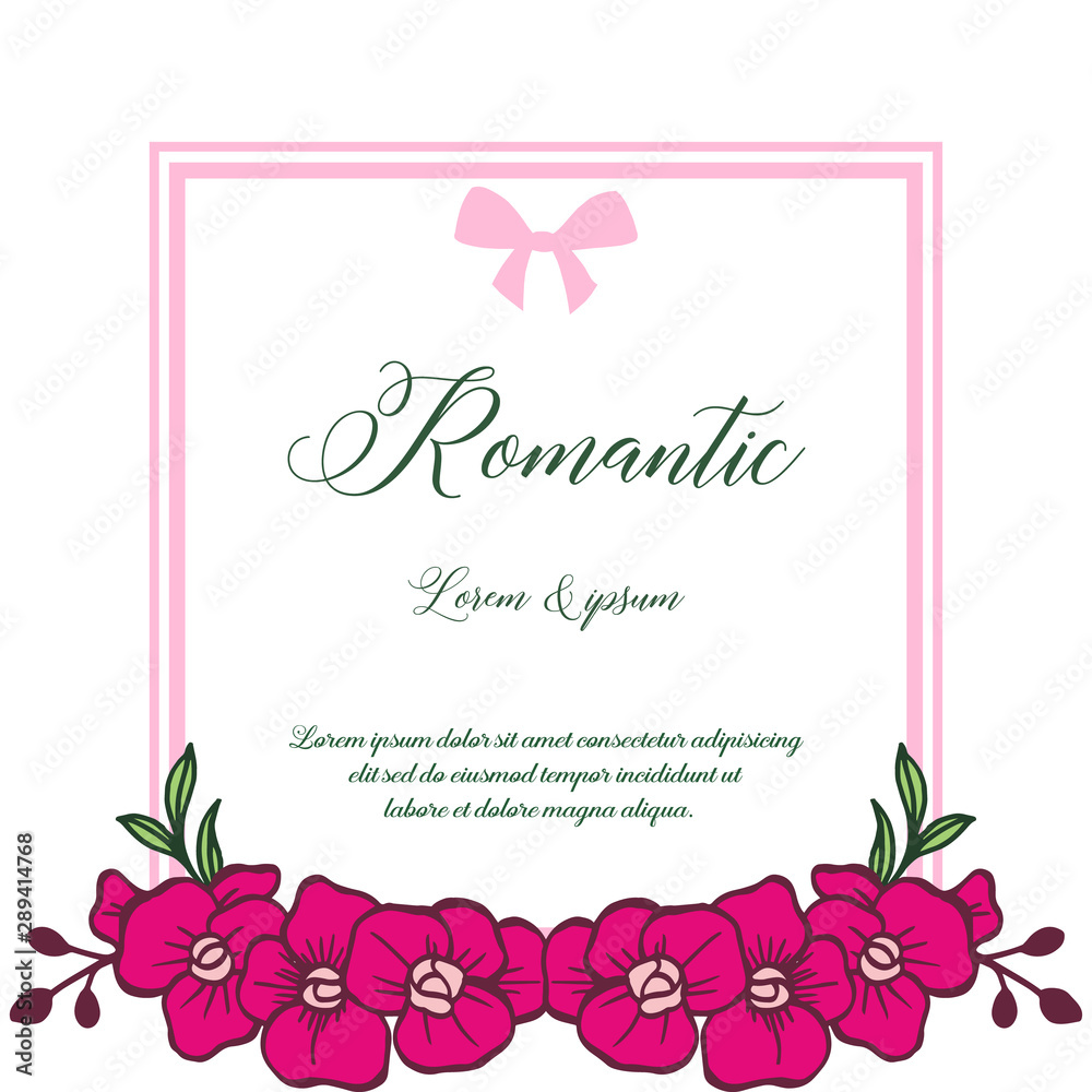 Retro element card of romantic for your design purple flower frame. Vector