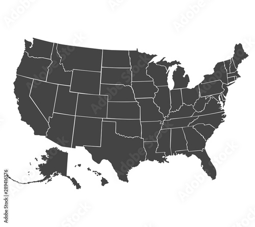 United States of America map. High detailed border. Vector illustration.