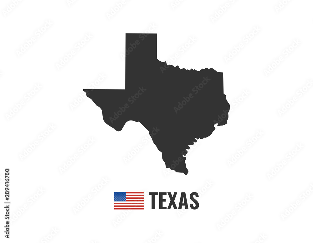 Texas map isolated on white background silhouette. Texas USA state. American flag. Vector illustration. Texas map isolated on white background silhouette. Texas USA state. American flag. Vector illustration.