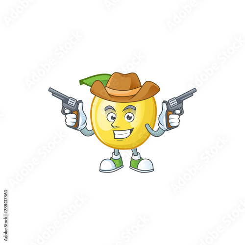 Cowboy golden apple with cartoon character style