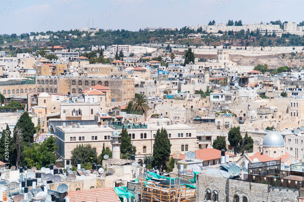 View from the bell tower of the Lutheran Church of the Redeemer in the Old City in Jerusalem, Israel