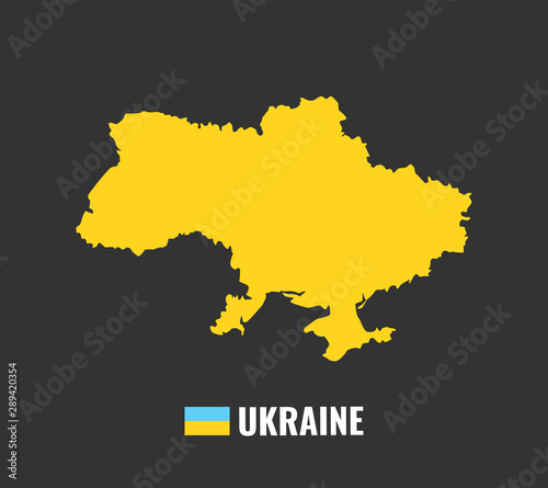 High detailed vector map of Ukraine. Name country  flag and pointer set. Flat vector illustration.