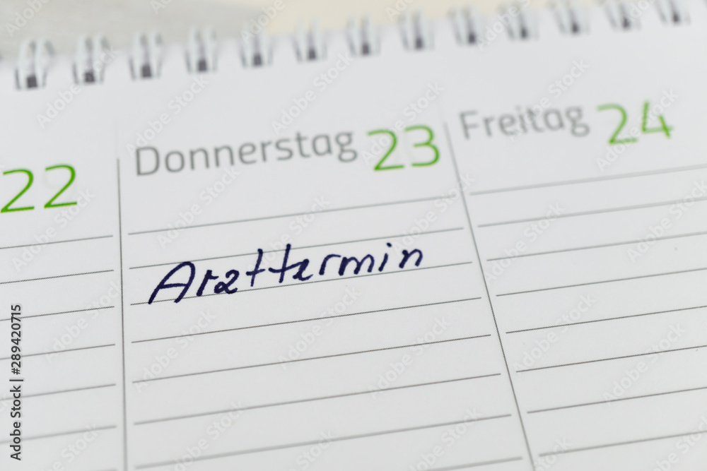 The german word for doctor's appointment in a calendar The german word for doctor's appointment in a calendar