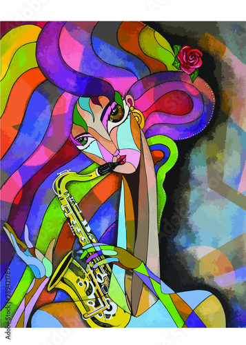 Muchacha con saxofón 