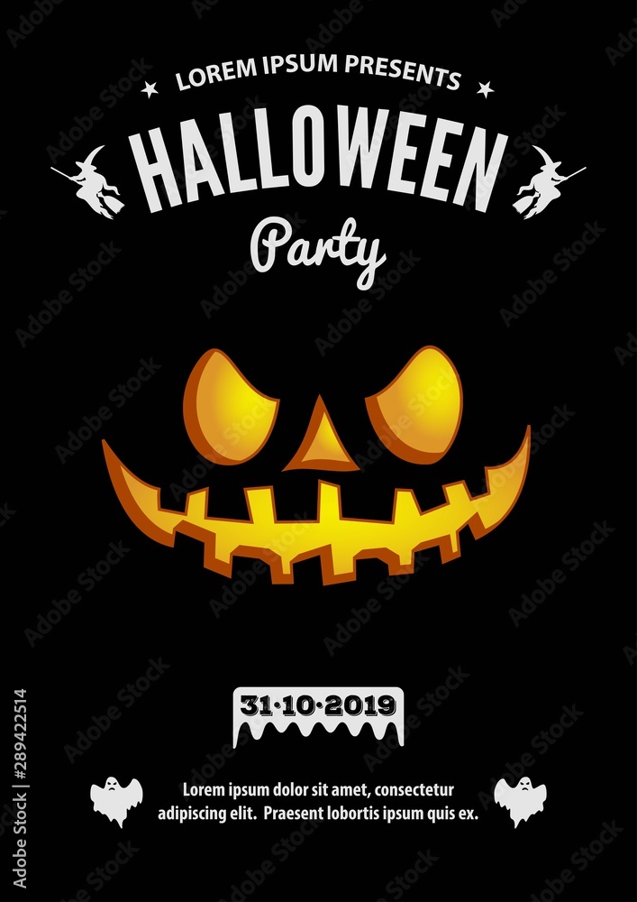 Halloween party poster or invitation template. Vector illustration