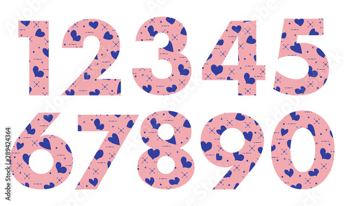 Arabic numerals with hearts.
