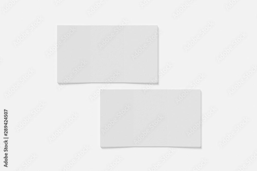 Two Mockup blank business or name card on a white background. 3D rendering Two Mockup blank business or name card on a white background. 3D rendering