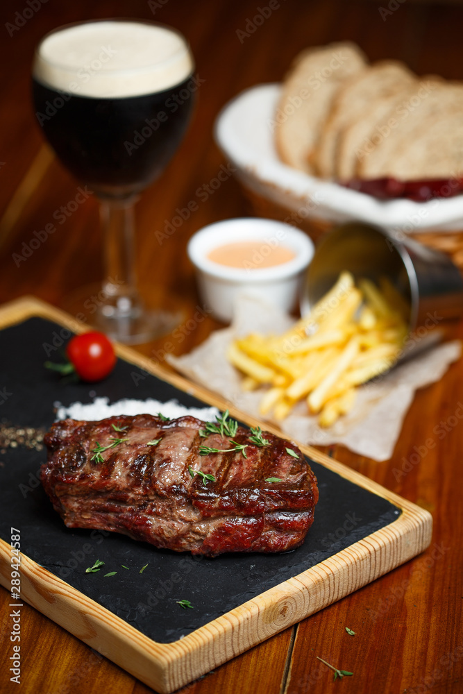 shank, a meat medallion on a served table