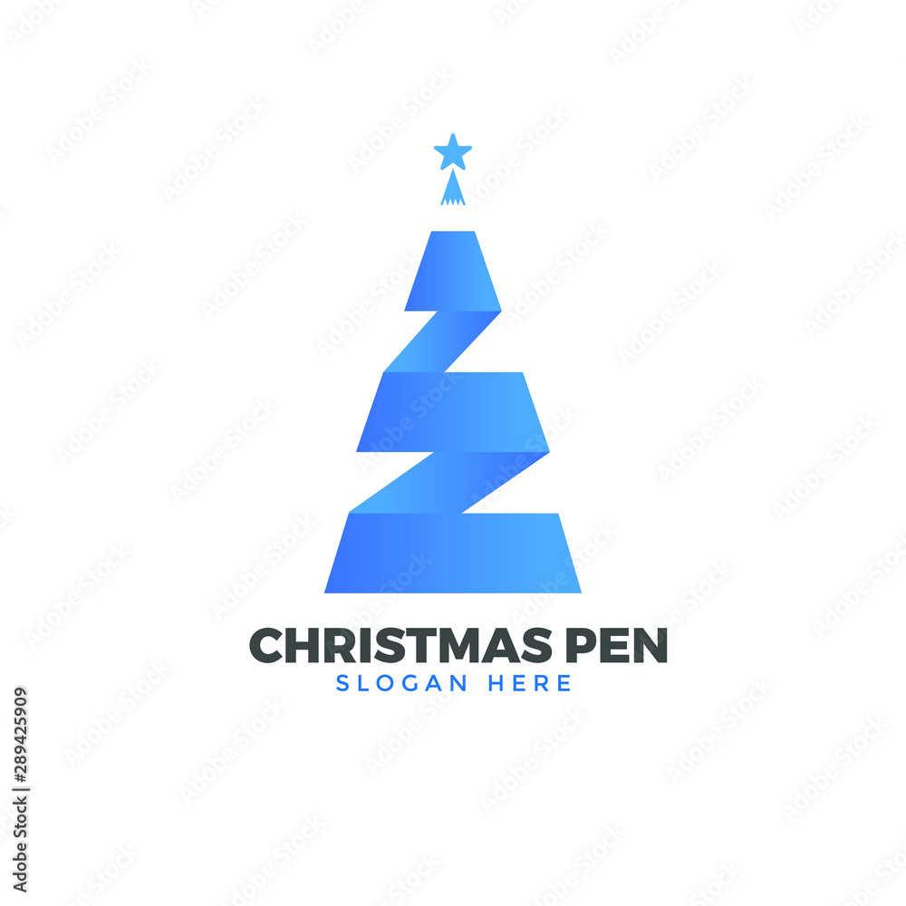 Christmas Pen Tree Logo vector Christmas Pen Tree Logo vector