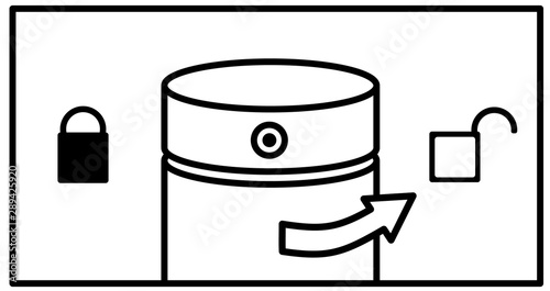 Instruction how to open the deodorant aerosol bottle by turning the cap to the right. Information how to close by turning left. Spray cap and two locks open and closed on the sides with arrow points